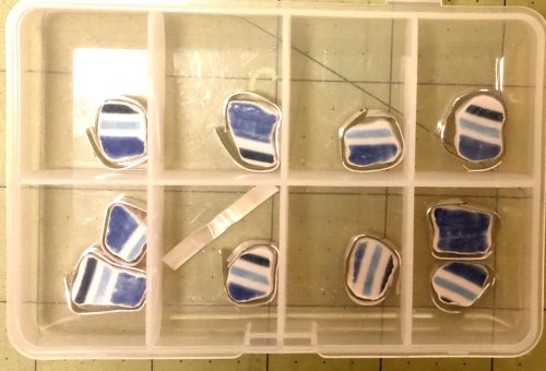 Judy Larson's Broken  AKA Bits and Pieces Dish Jewelry - , Metalwork, Filing, Finishing, Tumbling, Tumble, Tumbling Jewelry, Butane Torch, Soldering, Solder, Design, using Corelle shards